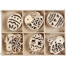 Trepynt, påskeegg og harer, H: 40 mm, tykkelse 3 mm, 24 stk./ 1 pk.