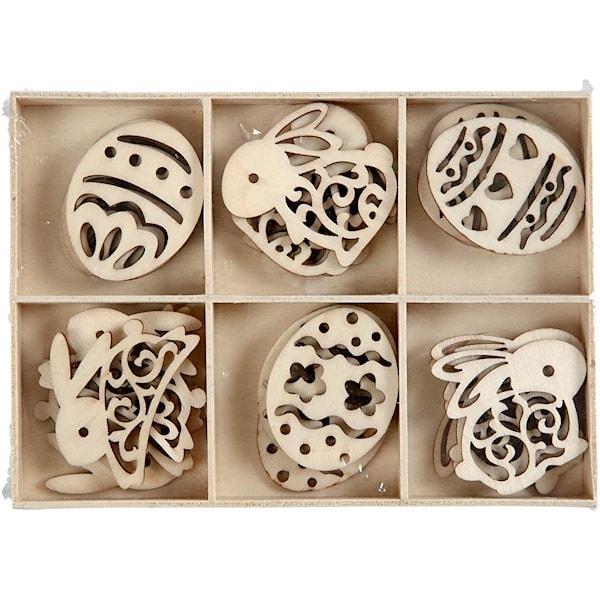 P&aring;skdekorationer figurmix i tr&auml; Mix 24-p Creativ Company