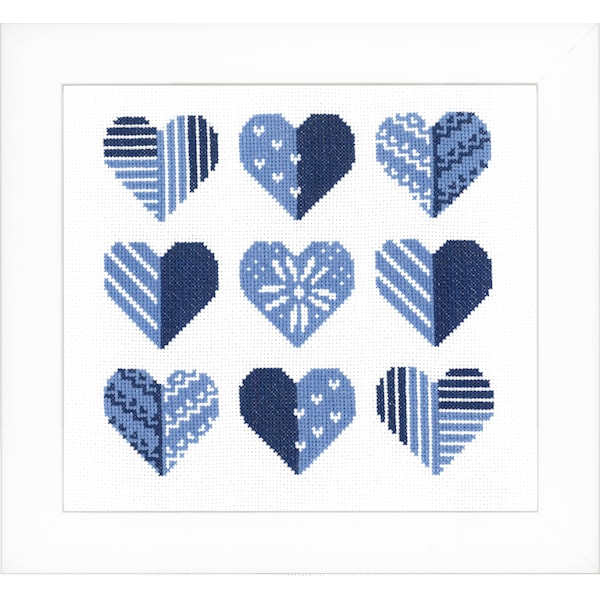 Broderisett Telte Korssting Hearts 23 x 21 cm Vervaco