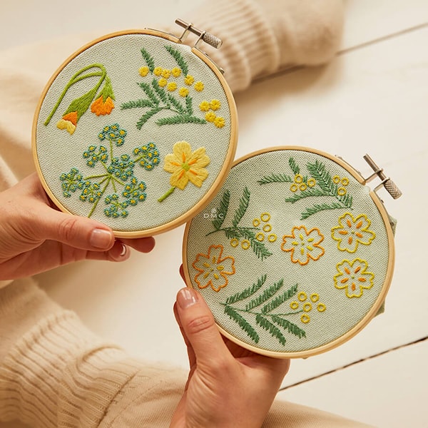 Broderisett med 2 blomstermotiver fra DMC Mindfulness