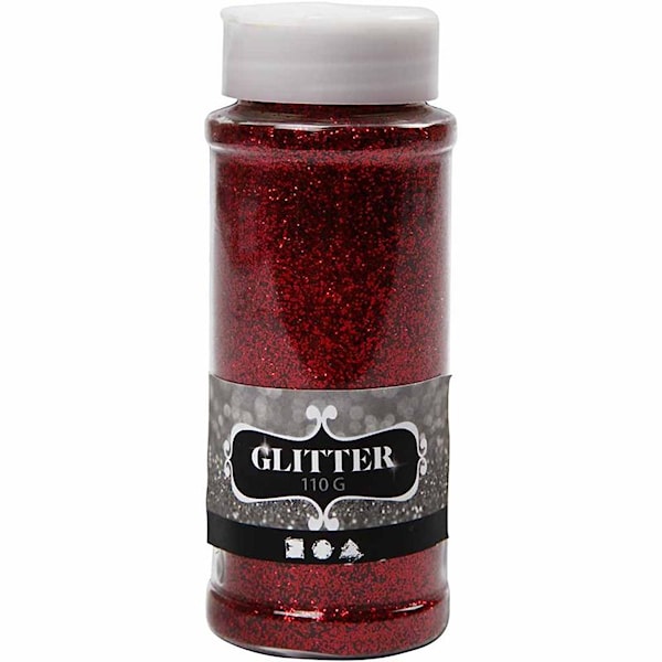 Glitter, 110 g, rød