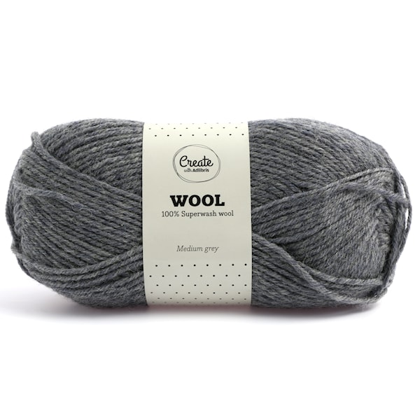 Adlibris Ullgarn 100g Medium Grey A007