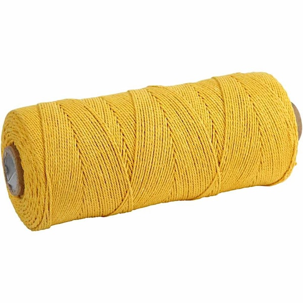 Bilde av Knyttegarn, L: 315 m, tykkelse 1 mm, Tynn kvalitet 12/12, gul, 220g/ 1 nst.