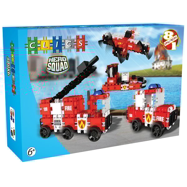 Hero Squad Fire Brigade Box-8 In 1 Clics SunnyToys - klossar & byggleksaker Hero Squad Fire Brigade Box-8 In 1 Clics SunnyToys - klossar & byggleksaker