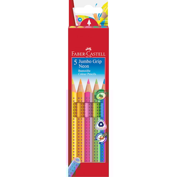 Faber-Castell Jumbo Fargeblyanter Neon 5 pakning