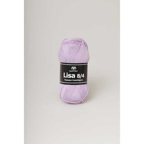 Lisa 8/4 Garn Bomull 50 g lys lilla 61 Svarta Fåret