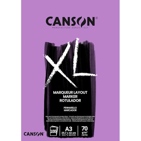 Tusjblokk Marker papir A3 100 ark 70g Canson XL