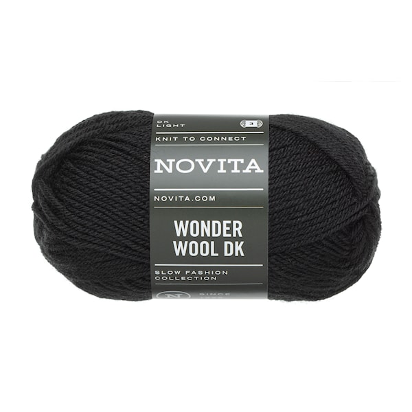 Wonder Wool DK Garn 50 g Svart 099 Novita
