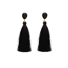 Bud To Rose, Tassel Øredobber, Large, Svart og Gull
