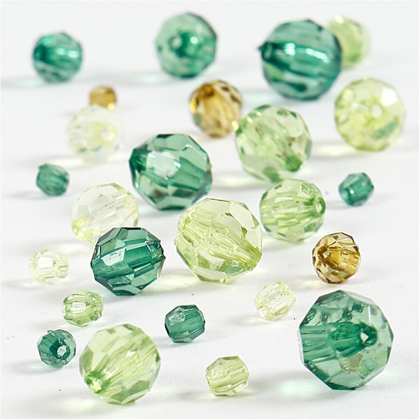 Creativ Company Facet Beads Mix Green Glitter 45 grams