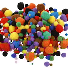 Pompomit, halk. 5-40 mm, ca. 150 kpl, värilajitelma, 42 g/ 1 pkt