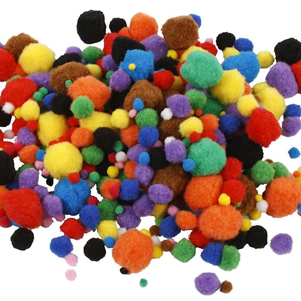 Pom-poms Dia 5-40 mm Mix 150 st