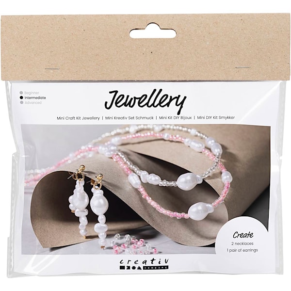 Mini DIY Kit Smykker, Halskjeder og øreringer, glans, 1 pk.