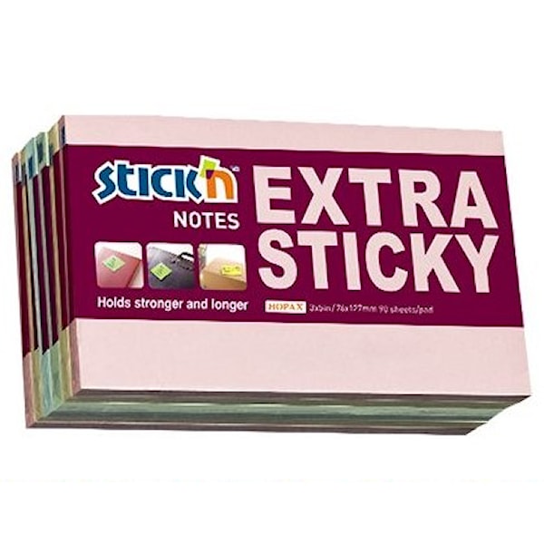 Notatblokk Ekstra Klistrende Pastell 76x127 90 ark 6-pakning