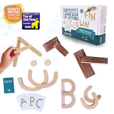 Clicko Magnetbokstäver Byggbox 38 delar, ABC-plansch och tygpåse