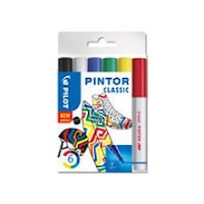 Pintor - Set Regular Mix -x6- Fine - Musta Sininen Punainen Vihreä Valkoinen