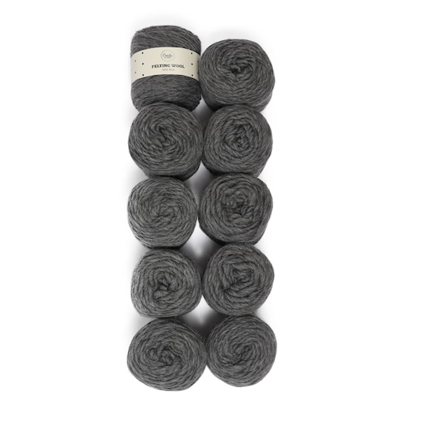 Adlibris Felting Wool 100g Dark Grey Melange A115 10-pack