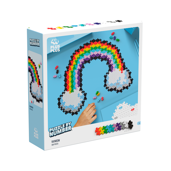 Plus-Plus Puzzle By Number Regnbue og Enhjørning 500 Deler -  Byggeklosser