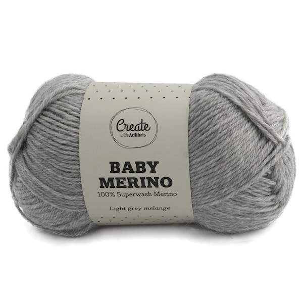 Adlibris Baby Merinovilla lanka 50g Light Grey A002