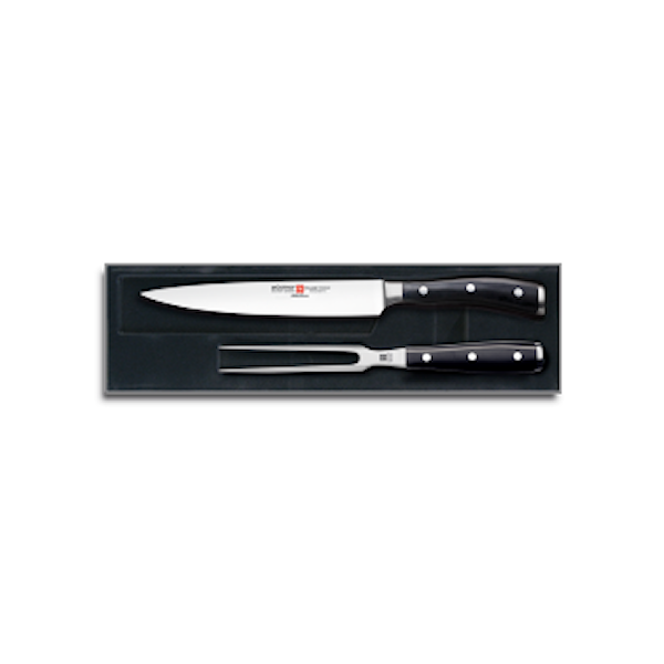 Wüsthof Classic Ikon Trancherset 2 Delar Trancherkniv 20 cm och Stekgaffel 16 cm Svarta Wüsthof Classic Ikon Trancherset 2 Delar Trancherkniv 20 cm och Stekgaffel 16 cm Svarta