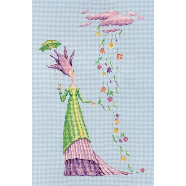 Broderisett blomster regn 24 x 37 cm RTO