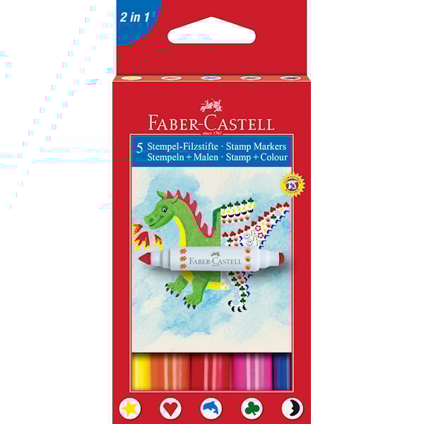 Faber-Castell Merkepenn Stempelpenner Dobbeltspiss 5 pakning