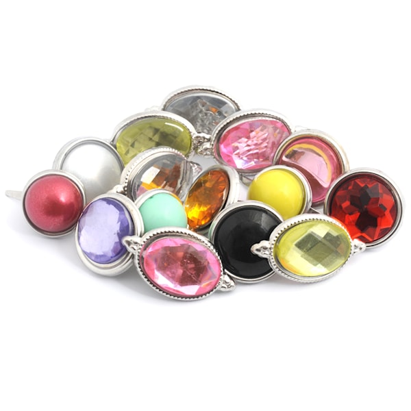 Splittbinders, forskjellige former, 6 stykk á 12x22mm, 6 stykk á 15mm, 3 stykk á 12 mm.