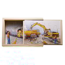 Mulle Meck vägmaskiner 4x träpussel