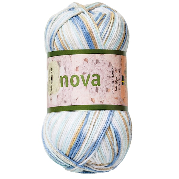 Nova 50gr Hvit/beige/blå print (48023)