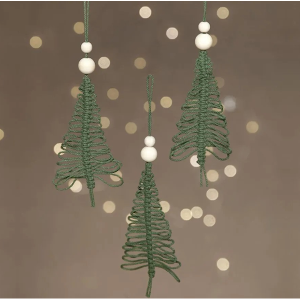 Mini DIY Kit, macramaé juletre, H: 11 cm, 1 pk.