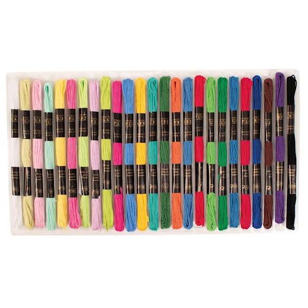 Broderigarn ulike farger 100 % bomull 8 m 25-pakk Playbox