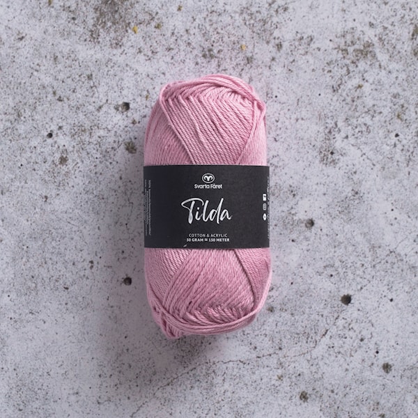 Tilda Garn Bomullsmiks 50 g rosa 40 Svarta Fåret