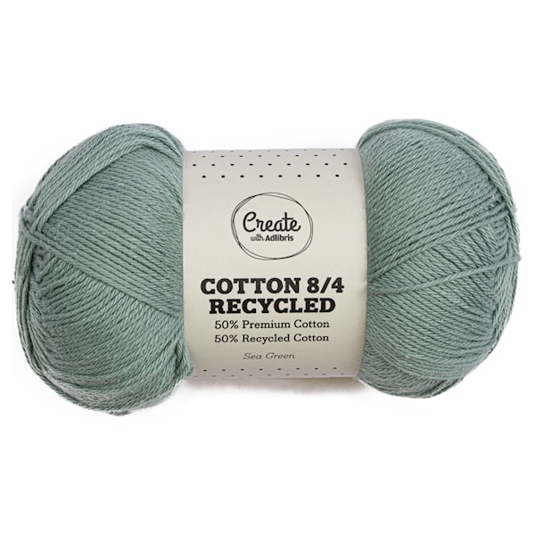 Cotton 8/4 Garn 100 g Recycled Sea Green A091 Adlibris