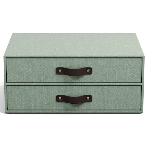 Skrivebordsskuff med 2 skuffer holder A4 Soft Teal Bigso Box of Sweden