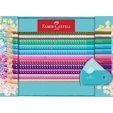 Fargeblyanter Sparkle i metalletui 20 stk. + blyantspisser Faber-Castell