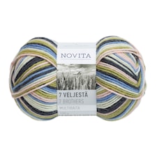 Novita 7 Veljestä Multiraita Lanka Villasekoite 100 g, floristi 862