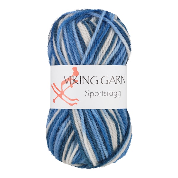 Sportsragg 50 g Multihvit/blå 525 Viking Garn