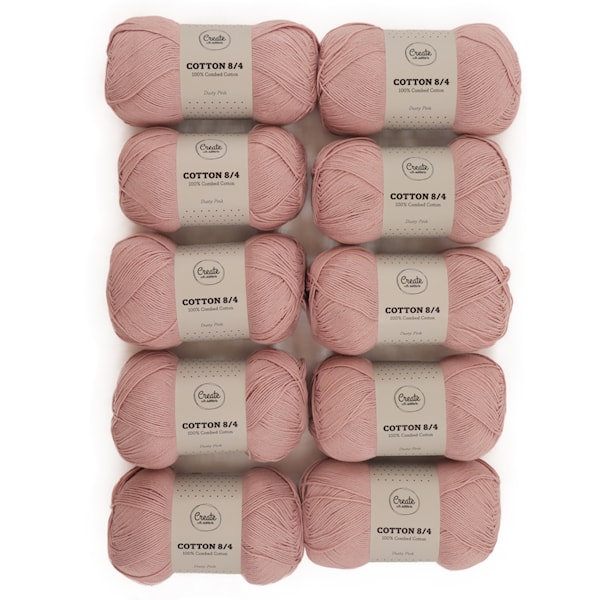 Adlibris Bomull 8/4 Garn 100g Dusty Pink A084 10-pack