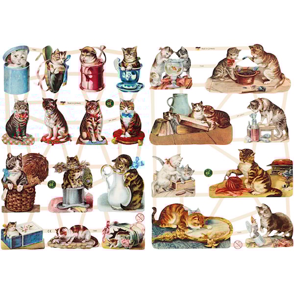 Glansbilder, katter, ark 16,5x23,5 cm, 2 ark/ 1 pk.