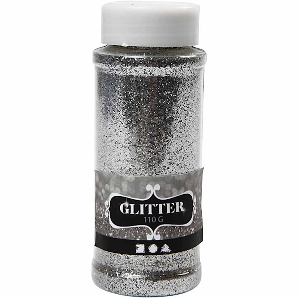 Glitter, 110 g, sølv
