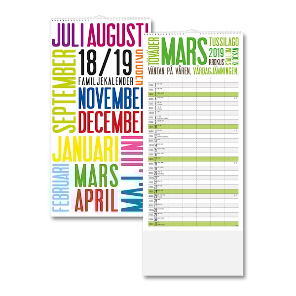Väggkalender 18-19 Burde Familjekalender TrendArt