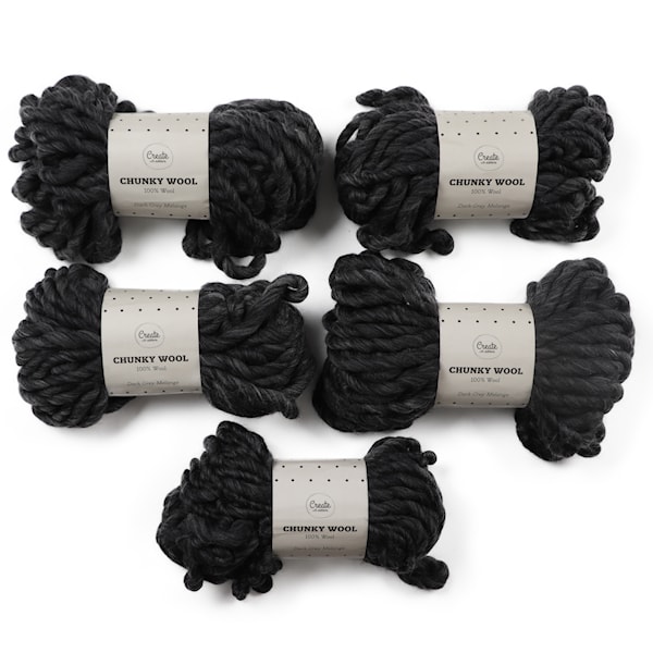 Adlibris Chunky Wool Lanka 200g Dark Grey Melange A003 5 kpl