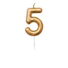 Tårtljus, Rico, Siffra "5", Guld, 1 st.