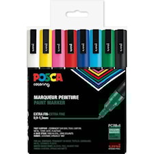 Posca Marker Set 8-p Blandede Farger PC-3M Spiss 0,9-1,3 mm