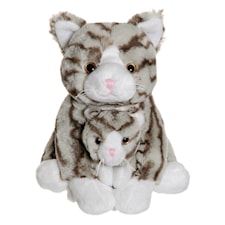 Teddykompaniet Dreamies Katt stor och liten 24 cm Grå