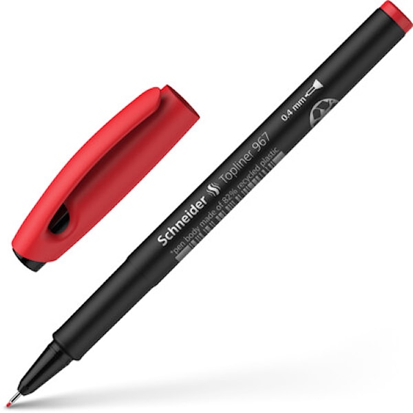 Fineliner Topliner 967 0,4 mm Rød Schneider