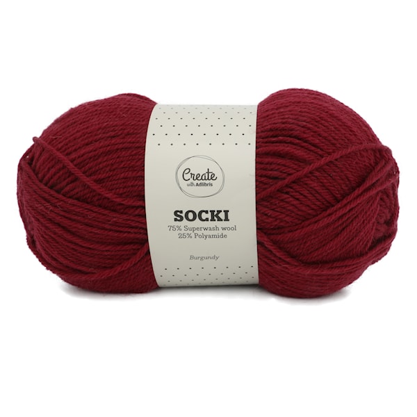 Adlibris Socki Garn Enfärgade Ullmix 100g Burgundy A028