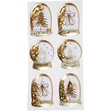 Shaker stickers, gull, engel, tre og hus, str. 49x32+45x36 mm, 6 stk./ 1 pk.