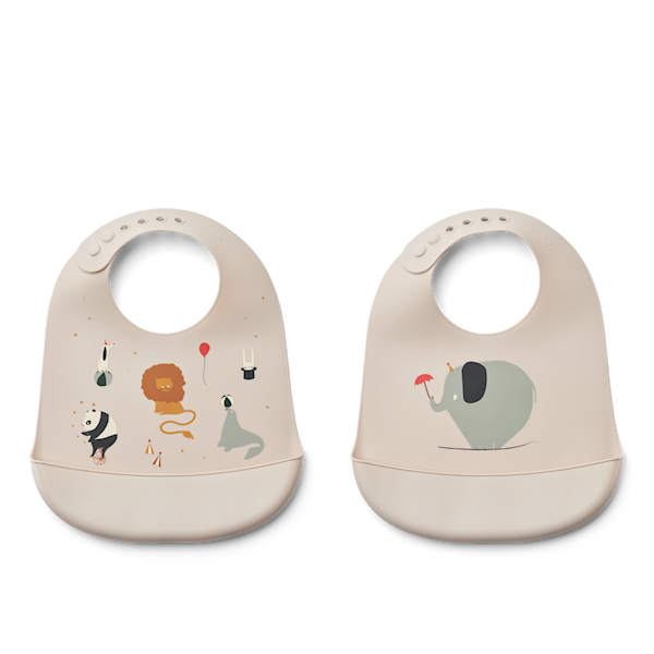LIEWOOD Tilda Smekke med Trykk 2-Pack, Circus/Sandy -  Tåteflasker & Tilbehør  - Silikon