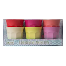 Rice Sunny Colors Muggar 6-pack H: 9 cm Melamin